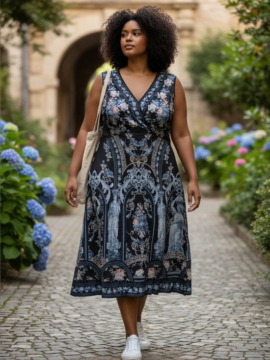 BloomChic Dresses & Skirts - New! BloomChic V-Neck Boho Print Sleeveless Midi Dress